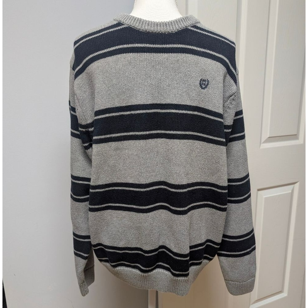 Chaps Men's Gray and Black Crewneck Sweater Size XL